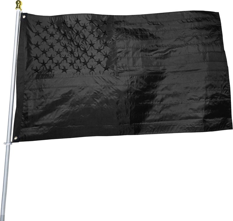 DANF FLAG Black American Flag 3x5 ft: Heavy Duty US Flag Made from Nylon - Embroidered Stars - Sewn Stripes - UV Protection Perfect for Outdoors! (Not Include Pole) - Image 1